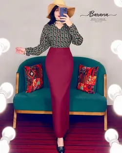 شومیز طرح دار پنج دکمه SN