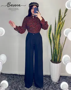 شومیز طرح دار جلو دکمه SN