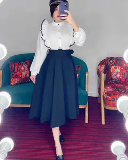 شومیز جلو چین دار دور مشکی