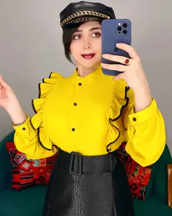 شومیز جلو چین دار دور مشکی