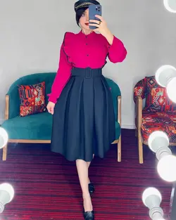 شومیز جلو چین دار دور مشکی