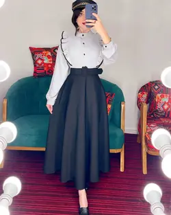 شومیز جلو چین دار دور مشکی