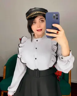 شومیز جلو چین دار دور مشکی