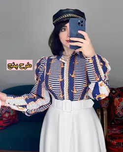 شومیز جلو دکمه طرح دار