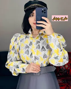 شومیز جلو دکمه طرح دار
