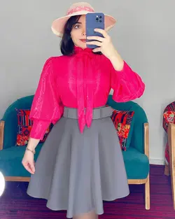 شومیز پاپیونی آستین پف شاین