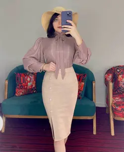 شومیز پاپیونی آستین پف شاین