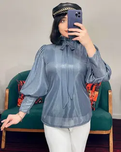 شومیز پاپیونی آستین پف شاین