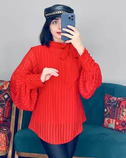 شومیز بغل پاپیون آستین پف