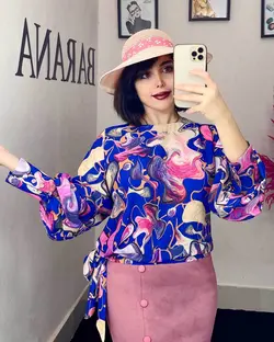 شومیز طرح دار بغل گره