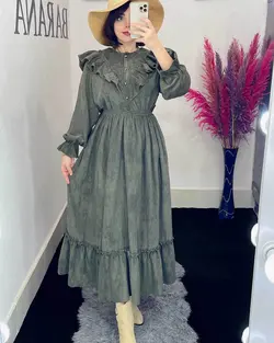 پیراهن مخمل کبریتی