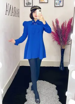 شومیز کرواتی آستین پفکی