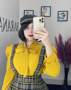 شومیز کرواتی آستین پفکی