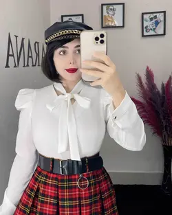 شومیز کرواتی آستین پفکی