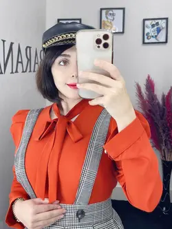 شومیز کرواتی آستین پفکی