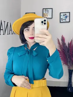 شومیز کرواتی آستین پفکی