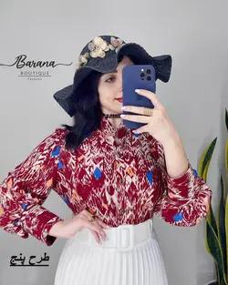 شومیز طرح دار جلو دکمه SN