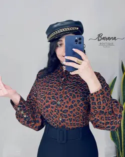 شومیز طرح دار جلو دکمه SN