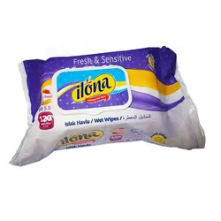 دستمال مرطوب پاک کننده آرایش ایلونا مدل Fresh &amp; Sensitive بسته 120 برگی رنگ بنفش