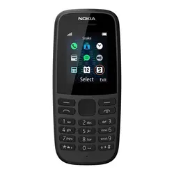 Nokia 105 (2019) with long-lasting battery, durable ergonomic design, inherent color, classic games, radio, flashlight and plenty of storage space, Dual SIM, RAM 4 MB, ROM 4 MB - Black  گوشی