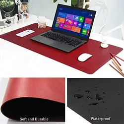 Large Desk Pad, Non Slip PU Leather Desk Mouse Pad Waterproof Desk Pad Protector, Dual Side Use Desk Writing Mat for Office Home, 80cm x 40cm (Black&amp;Red), BonShineپد موس