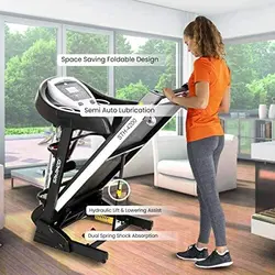 Sparnod Fitness STH-4200 (4.5 HP Peak) Automatic Treadmill (Free Installation Service) - Foldable Motorized Walking &amp; Running Machine for Home Use - with Massager &amp; Auto Inclineتردمیل