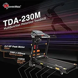 PowerMax Fitness TDA-230M (4.0HP Peak) Multi-Function Motorized Treadmill With Free Installation Assistance, Semi-Automatic Lubrication, Home Use &amp; Automatic Inclineتردمیل