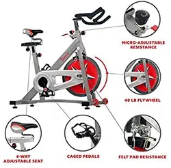 Sunny Health &amp; Fitness Indoor Cycling Exercise Bike with 40 LB Flywheel and Dual Felt Resistance - Pro / Pro IIدوچرخه ثابت