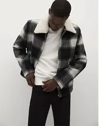 ژاکت مخلوط پشم  چک شده  mango