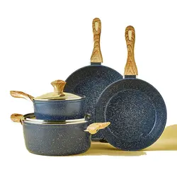 مجموعه وسایل آشپزی آلومینیومی گرانیت / سنگ مرمر 6 تکه بژ