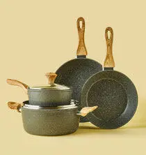 مجموعه وسایل آشپزی آلومینیومی گرانیت / سنگ مرمر 6 تکه بژ