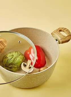 مجموعه وسایل آشپزی آلومینیومی گرانیت / سنگ مرمر 6 تکه بژ