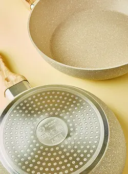 مجموعه وسایل آشپزی آلومینیومی گرانیت / سنگ مرمر 6 تکه بژ