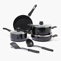 مجموعه وسایل آشپزی آلومینیومی نچسب مشکی 9 تکه