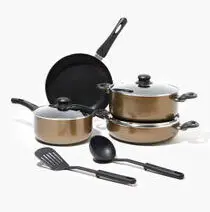 مجموعه وسایل آشپزی آلومینیومی نچسب مشکی 9 تکه