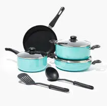 مجموعه وسایل آشپزی آلومینیومی نچسب مشکی 9 تکه