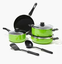 مجموعه وسایل آشپزی آلومینیومی نچسب مشکی 9 تکه