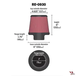 فیلتر هوای اورجینال K&amp;N مدل RE-0930