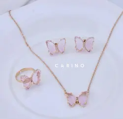 ست کامل پروانه کریستالی صورتی کد 412