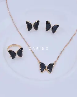 ست کامل پروانه کریستالی مشکی کد 405