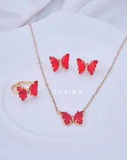 ست کامل پروانه کریستالی قرمز کد 404