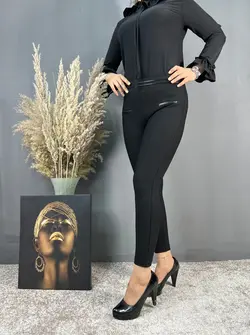 شلوار لگ کمر نوار چرم کد 204