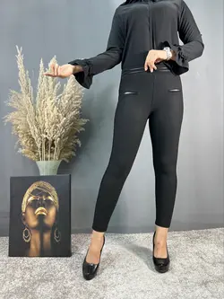 شلوار لگ کمر نوار چرم کد 204