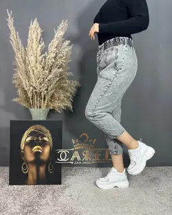 شلوار مام استایل طوسی کد 292