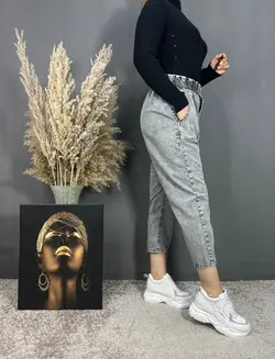 شلوار مام استایل طوسی کد 292