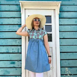 پیراهن طرح جین چهارخانه