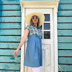 پیراهن طرح جین چهارخانه