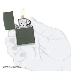 فندک زیپو / ZIPPO - مدل 221ZL / سبز ارتشی - فروشگاه کلیکمپ