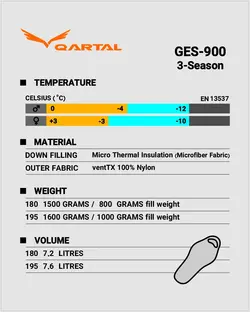 کیسه خواب قارتال / QARTAL - مدل G900 / بنفش زرد - فروشگاه کلیکمپ