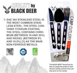 ست قاشق و چنگال بلک دیر / Black Deer - مدل روکش تیتانیوم - فروشگاه کلیکمپ